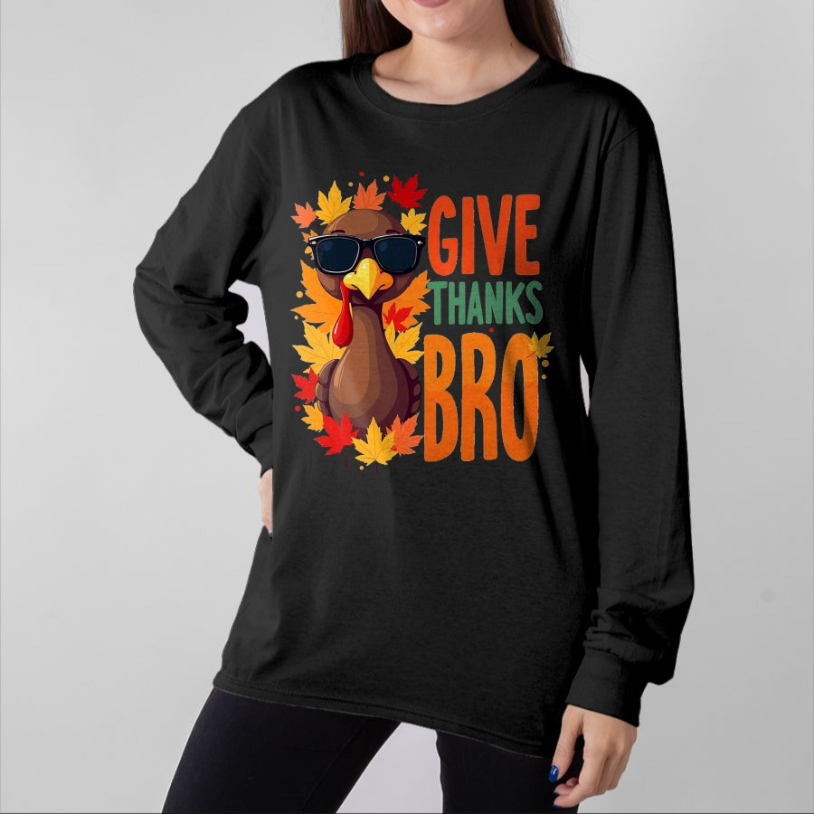 Best Thanksgiving Family Shirt , Funny Thanksgiving UnisexT-Shirt/Hoodie/Sweatshirt HLT00 - Give Thanks Bro Cute Turkey Toddler Thankful Thanksgiving T-Shirt, Men, Black, 3X-Large
