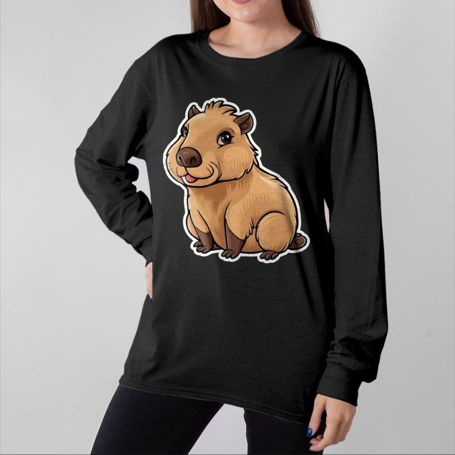 Cute Capybara Shirt, Funny Capybara Unisex T-Shirt/Hoodie/Sweatshirt HLT00 - Capybara Long Sleeve T-Shirt (1)