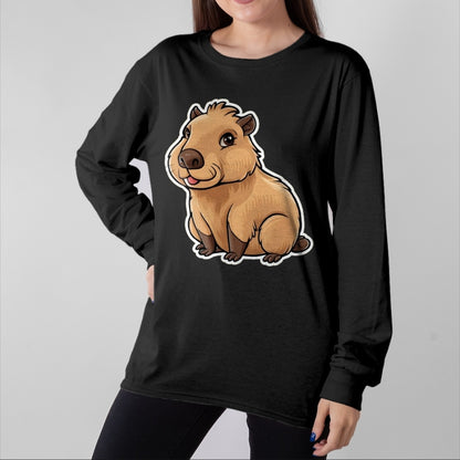 Cute Capybara Shirt, Funny Capybara Unisex T-Shirt/Hoodie/Sweatshirt HLT00 - Capybara Long Sleeve T-Shirt (1)