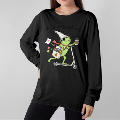 Best Student Shirt, Funny Back To School UnisexT-Shirt/Hoodie/Sweatshirt HLT00 - Off to Teach 1st Grade Teacher Frog Funny Back to School T-Shirt