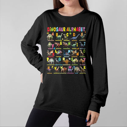 Best Dinosaur Lover Shirt, Funny Dinosaur UnisexT-Shirt/Hoodie/Sweatshirt HLT00 - Types of Dinosaurs Alphabet A-Z ABC Dino Boys Kids Girls T-Shirt, Men, Black, 3X-Large