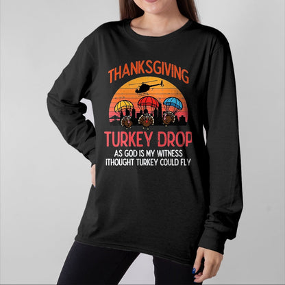 Best Thanksgiving Family Shirt , Funny Thanksgiving UnisexT-Shirt/Hoodie/Sweatshirt HLT00 - Thanksgiving Turkey Drop Retro Meme Fall Women Men Kids T-Shirt, Men, Black, 3X-Large