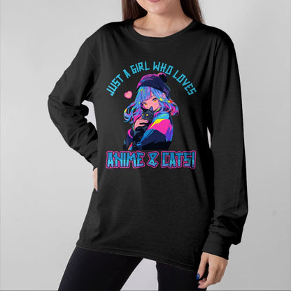 Cat Love Shirt, Funny Cat Lover Gift UnisexT-Shirt/Hoodie/Sweatshirt HLT00 - Just a Girl who loves Anime and Cats Manga Anime Lover T-Shirt