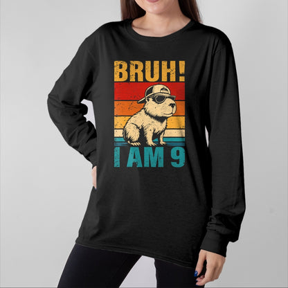 Cute Capybara Shirt, Funny Capybara UnisexT-Shirt/Hoodie/Sweatshirt HLT00 - 9 Year Old Birthday Boy Capybara Bruh It_s My 9th Birthday T-Shirt (1)