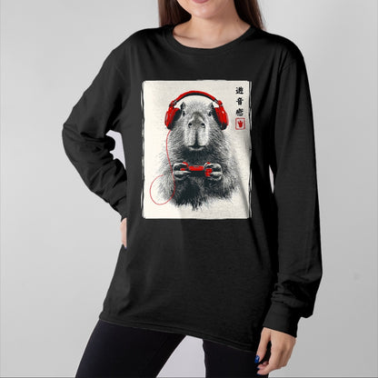 Cute Capybara Shirt, Funny Capybara Unisex T-Shirt/Hoodie/Sweatshirt HLT00 - Japanese Capybara Gamer Video Games Graphic Funny Capybara T-Shirt
