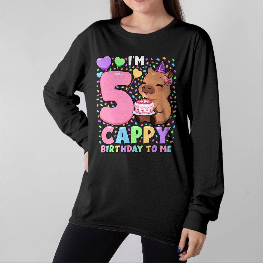 Cute Capybara Shirt, Funny Capybara UnisexT-Shirt/Hoodie/Sweatshirt HLT00 - Capybara Birthday Shirt 5 Kawaii Girl Capybara 5th Birthday T-Shirt