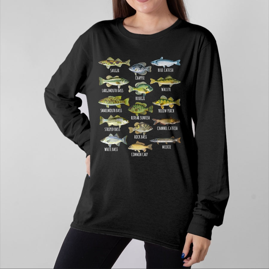 Funny Fishing Shirt, Gift For Fishing Lover Unisex T-Shirt/Hoodie/Sweatshirt HLT00 - Kids Fish Species Biology Types of Freshwater Fish Fishing T-Shirt