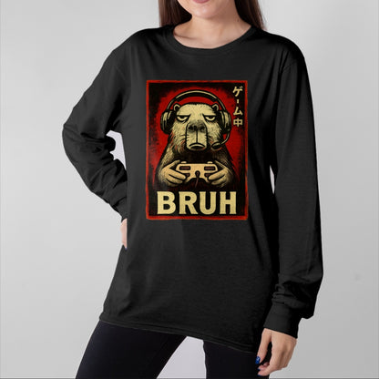 Cute Capybara Shirt, Funny Capybara Unisex T-Shirt/Hoodie/Sweatshirt HLT00 - Funny Capybara Gamer Bruh Graphic Tee Men Boys Teens Gaming T-Shirt