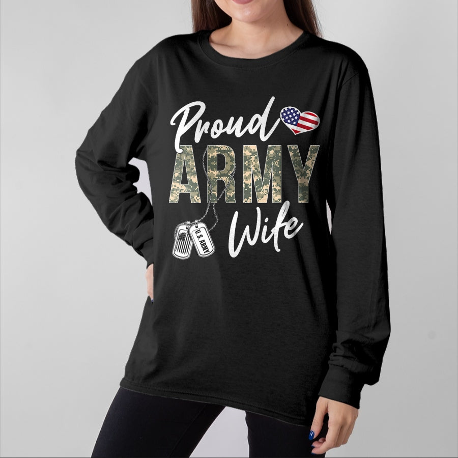 Best Wife Shirt, Wife and Husband Unisex T-Shirt/Hoodie/Sweatshirt HLT00 - Gift for wife T shirt, lucky wife   Womens Proud Army Wife Army Graduation Wife US Army Wife Gifts V