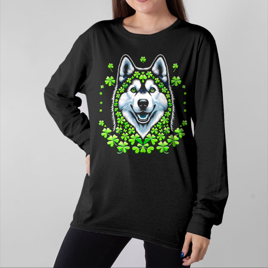 Patrick Day Shirts for Family, Funny Patrick Day shirts, st patrick's day Unisex T-Shirt/Hoodie/Sweatshirt HLT00 - Husky Irish Shamrock Clover St Patrick Day Dog Lover T-Shirt