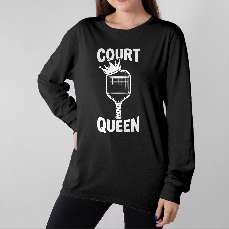 Funny Pickleball Shirt, Pickleball Lover Unisex T-Shirt/Hoodie/Sweatshirt HLT00 - Pickleball Court Queen T-Shirt