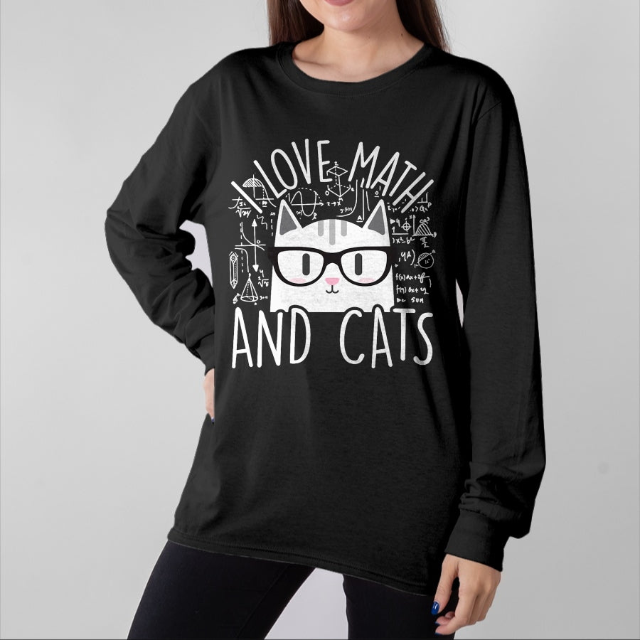 Cat Love Shirt, Funny Cat Lover Gift UnisexT-Shirt/Hoodie/Sweatshirt HLT00 - I Love Math and Cats Cute Kitty Cat Feline Lover Gift T-Shirt Small (1)