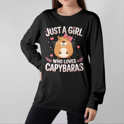 Cute Capybara Shirt, Funny Capybara Unisex T-Shirt/Hoodie/Sweatshirt HLT00 - Just A Girl Who Loves Capybaras Kawaii T-Shirt