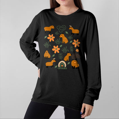 Cute Capybara Shirt, Funny Capybara Unisex T-Shirt/Hoodie/Sweatshirt HLT00 - Capybara Long Sleeve T-Shirt (2)
