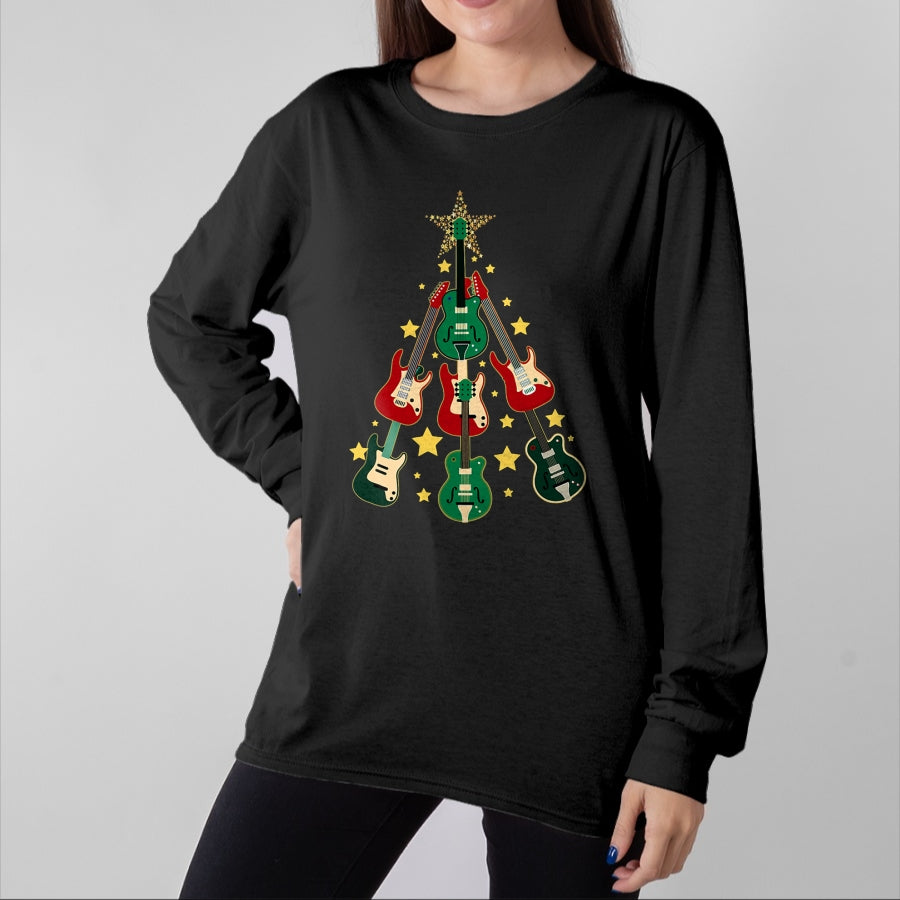 Guitar Lover Shirt, Funny Guitar UnisexT-Shirt/Hoodie/Sweatshirt HLT00 - Cool Guitar Christmas Tree Guitar Lovers Christmas Tree T-Shirt