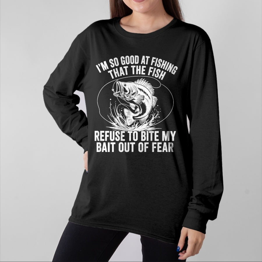 Funny Fishing Shirt, Gift For Fishing Lover Unisex T-Shirt/Hoodie/Sweatshirt HLT00 - Fish Refuse to Bite My Bait Funny Fishing Back Print T-Shirt