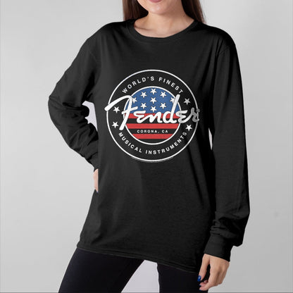 Guitar Lover Shirt, Funny Guitar UnisexT-Shirt/Hoodie/Sweatshirt HLT00 - Fender American Flag Circle Stamp Logo T-Shirt