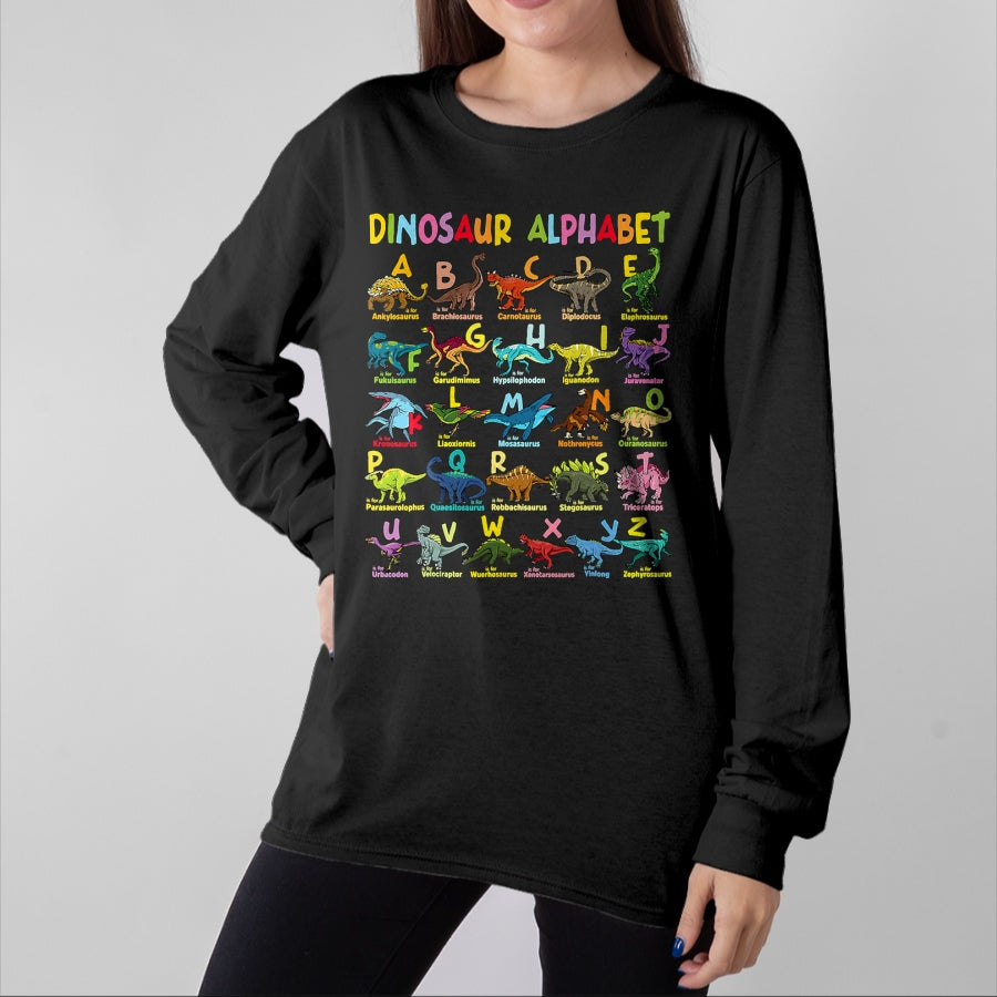 Best Dinosaur Lover Shirt, Funny Dinosaur UnisexT-Shirt/Hoodie/Sweatshirt HLT00 - Types of Dinosaurs Alphabet A-Z ABC Dino Identification T-Shirt