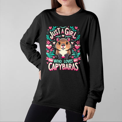 Cute Capybara Shirt, Funny Capybara Unisex T-Shirt/Hoodie/Sweatshirt HLT00 - Capybara Just a Girl who loves Capybaras T-Shirt