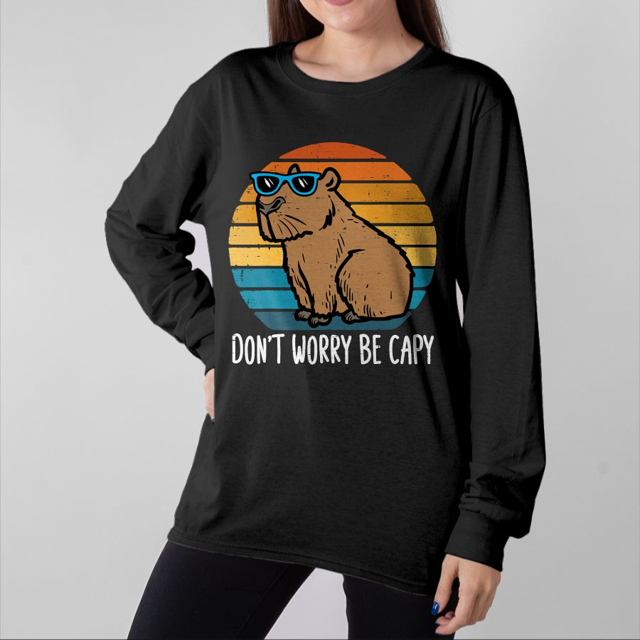 Cute Capybara Shirt, Funny Capybara Unisex T-Shirt/Hoodie/Sweatshirt HLT00 - Dont Worry Be Capy Capybara Retro Men Boys Kids Youth Women T-Shirt