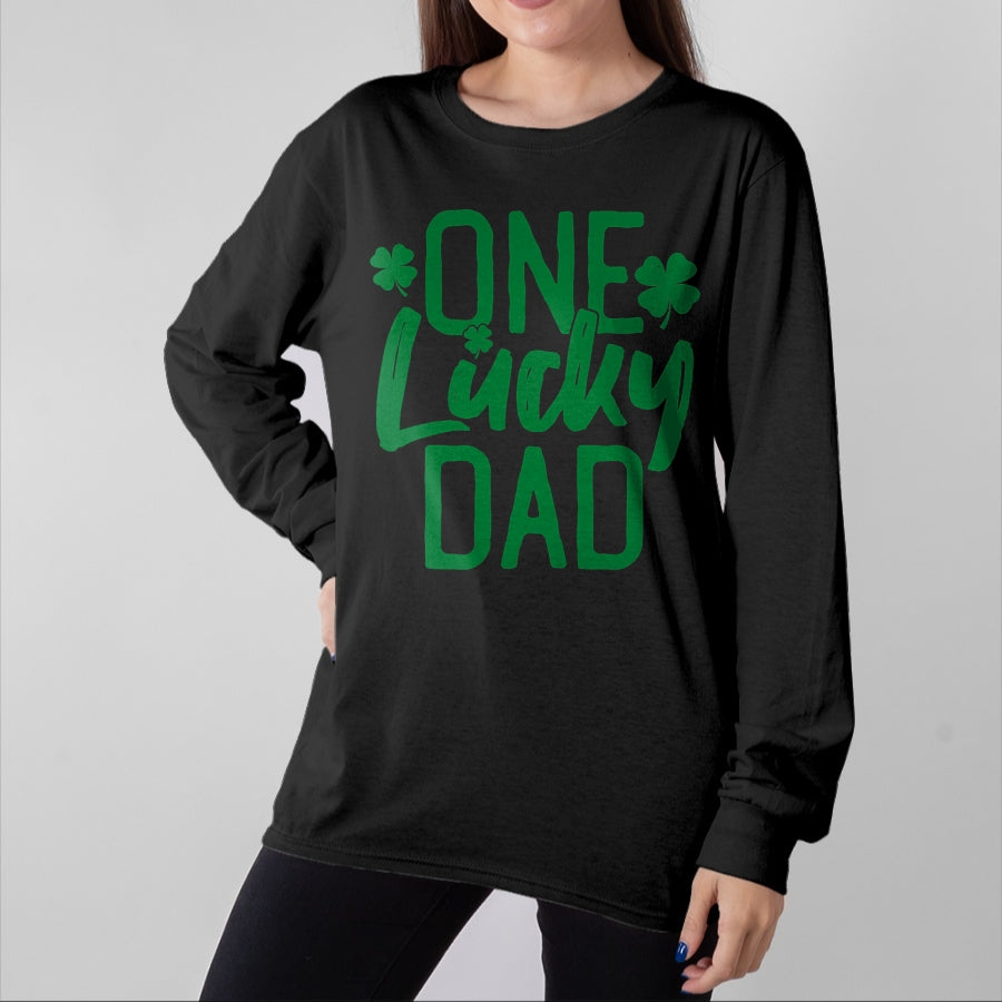 Gift for Dad Shirt, Funny Dad Unisex T-Shirt/Hoodie/Sweatshirt HLT00 – One Lucky Dad St. Patrick_s Day Matching Pajamas 2022 T-Shirt