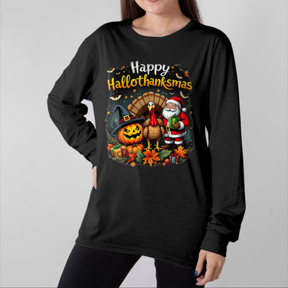 Best Thanksgiving Family Shirt , Funny Thanksgiving UnisexT-Shirt/Hoodie/Sweatshirt HLT00 - Happy Hallothanksmas Thanksgiving Halloween Merry Christmas T-Shirt