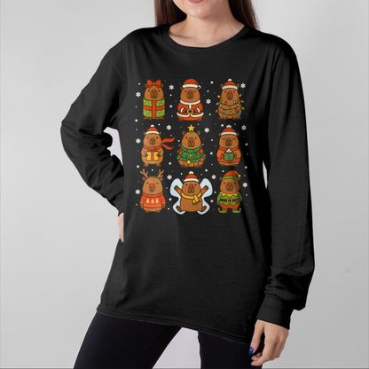 Cute Capybara Shirt, Funny Capybara Unisex T-Shirt/Hoodie/Sweatshirt HLT00 - Cute Christmas Capybara Funny Family Xmas Men Women Kids T-Shirt