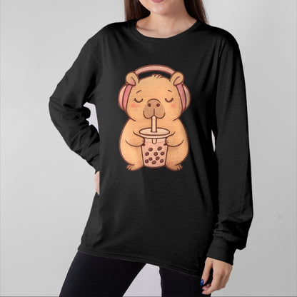 Cute Capybara Shirt, Funny Capybara Unisex T-Shirt/Hoodie/Sweatshirt HLT00 - Capybara Kawaii Girl T-Shirt