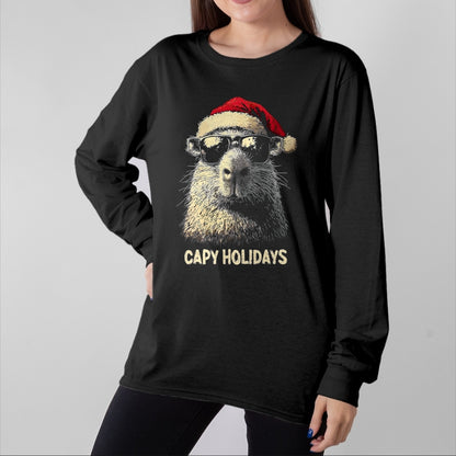 Cute Capybara Shirt, Funny Capybara Unisex T-Shirt/Hoodie/Sweatshirt HLT00 - Funny Christmas Capy Holidays Kids Teens Boys Xmas Capybara T-Shirt
