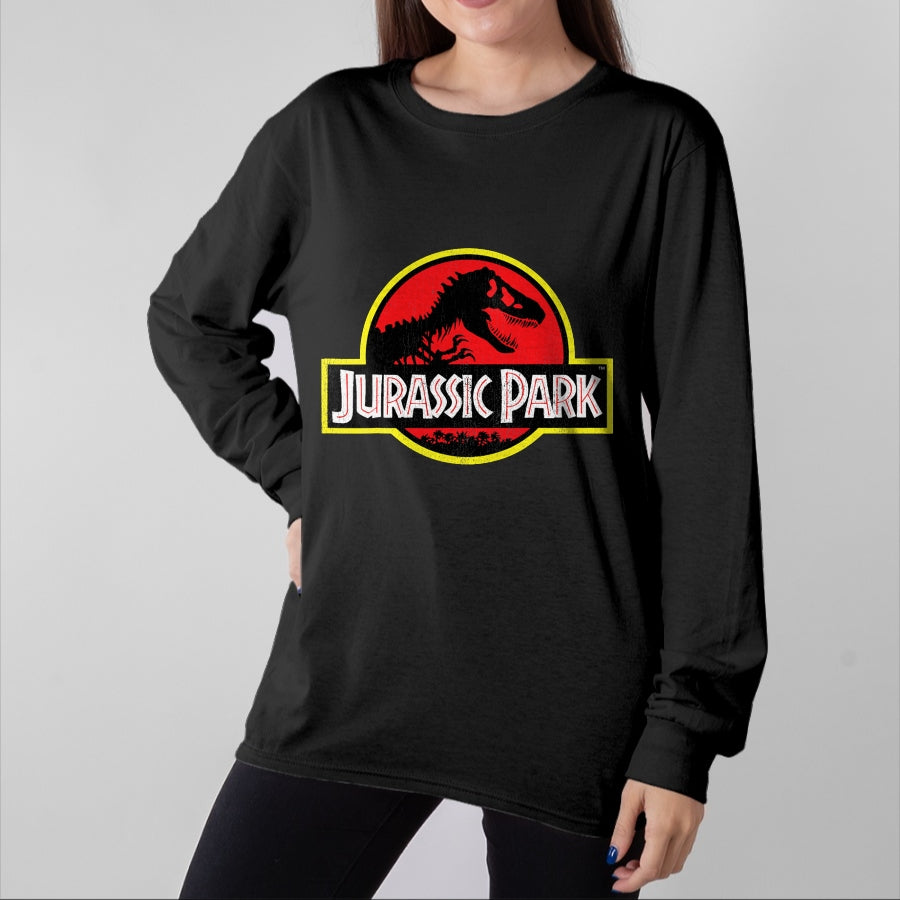 Best Dinosaur Lover Shirt, Funny Dinosaur UnisexT-Shirt/Hoodie/Sweatshirt HLT00 - Jurassic Park Vintage Distressed Logo T-Shirt - Classic Fit, Crew Neck, Short Sleeve, Black