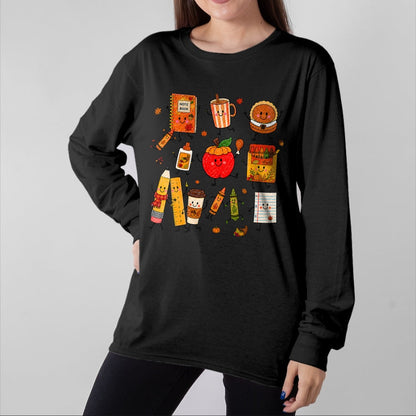 Best Teacher Shirt, Funny Teacher UnisexT-Shirt/Hoodie/Sweatshirt HLT00 - Teacher Doodle Characters Thanksgiving Cute School Supplies T-Shirt