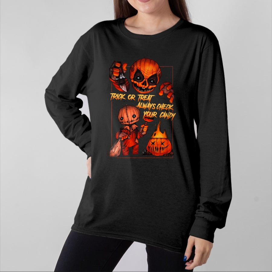 Best Thanksgiving Family Shirt , Funny Thanksgiving UnisexT-Shirt/Hoodie/Sweatshirt HLT00 - Vintage Trick Or Treat Always Check Your Candy, Pumpkin T-Shirt
