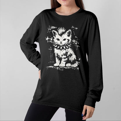 Cat Love Shirt, Funny Cat Lover Gift UnisexT-Shirt/Hoodie/Sweatshirt HLT00 - Punk Cat Grunge Rebel Cat Alternative Style T-Shirt, Women, Black, X-Large