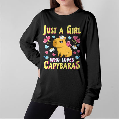 Cute Capybara Shirt, Funny Capybara Unisex T-Shirt/Hoodie/Sweatshirt HLT00 - Capybaras Cute Capybara Animal Lovers Gift Capybara Girl Long Sleeve T-Shirt