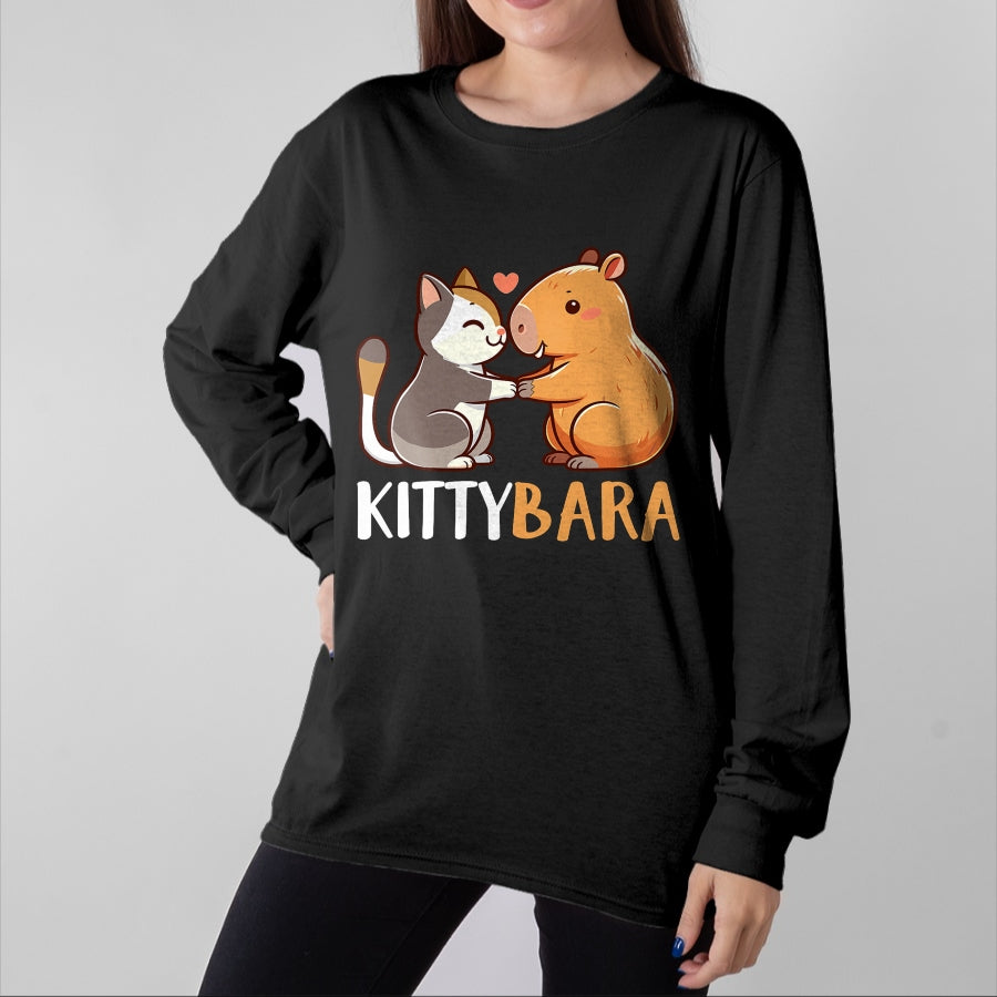 Cat Love Shirt, Funny Cat Lover Gift UnisexT-Shirt/Hoodie/Sweatshirt HLT00 - Kittybara Love Capybara Cat Costume T-Shirt, Small, Black
