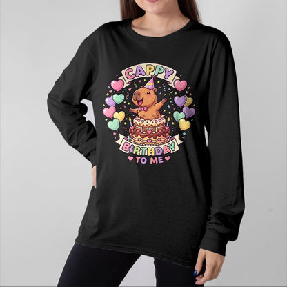Cute Capybara Shirt, Funny Capybara UnisexT-Shirt/Hoodie/Sweatshirt HLT00 - Capybara Birthday Kawaii Girl Cappy Birthday to Me T-Shirt