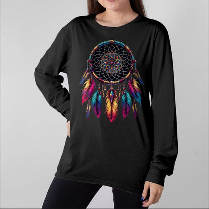 Native American T-Shirts, Vintage Native American Unisex T-Shirt/Hoodie/Sweatshirt HLT00 - Colorful Dreamcatcher Feather Native American Indian Art