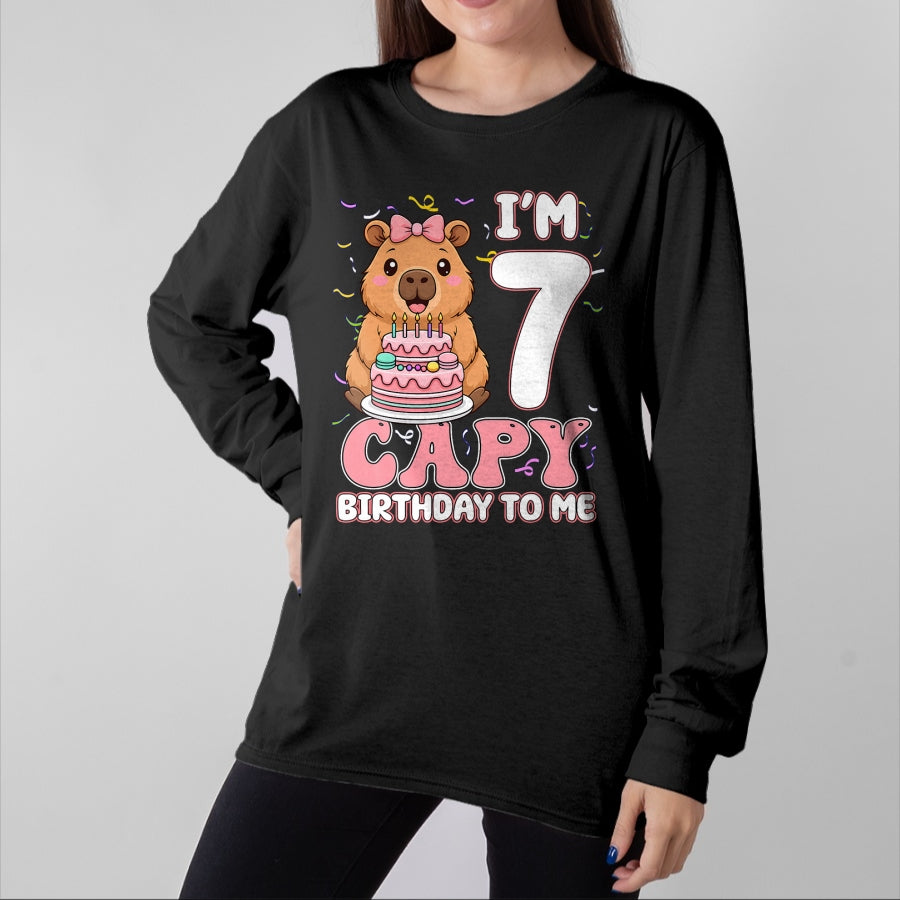 Cute Capybara Shirt, Funny Capybara UnisexT-Shirt/Hoodie/Sweatshirt HLT00 - 7 Years Old Capy Birthday to Me 7th Birthday Capybara Girl T-Shirt