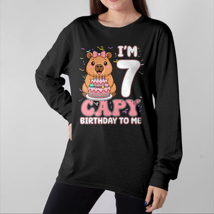 Cute Capybara Shirt, Funny Capybara UnisexT-Shirt/Hoodie/Sweatshirt HLT00 - 7 Years Old Capy Birthday to Me 7th Birthday Capybara Girl T-Shirt