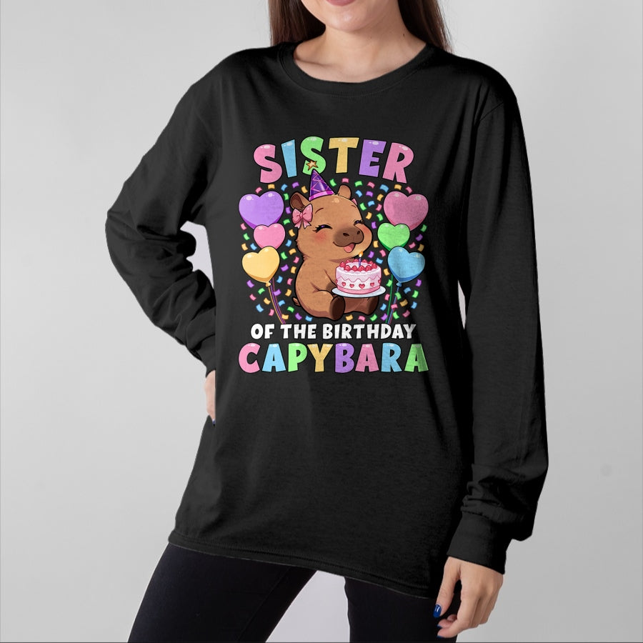 Cute Capybara Shirt, Funny Capybara UnisexT-Shirt/Hoodie/Sweatshirt HLT00 - Capybara Birthday Family Sister of The Birthday Capybara T-Shirt