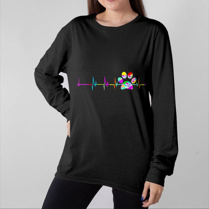 Dog Love Shirt, Dog Lover Gift T-Shirt/Hoodie/Sweatshirt HLT00 - Dog Paw Heart - Dog Paw Print Heartbeat Shirt Women Girls Mom Love Dogs T-Shirt