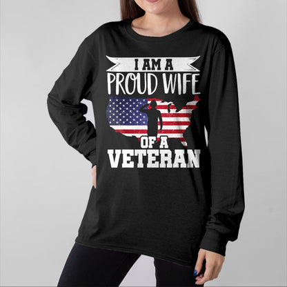 Best Wife Shirt, Wife and Husband Unisex T-Shirt/Hoodie/Sweatshirt HLT00 - Gift for wife T shirt, lucky wife   Proud Wife Of Veteran Nothing Scares Patriotic Veterans Day T-Sh