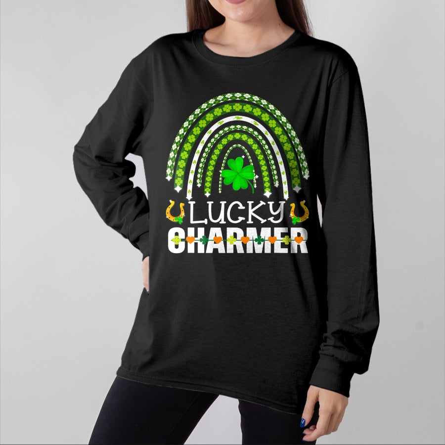 Patrick Day Shirts for Family, Funny Patrick Day shirts, st patrick's day Unisex T-Shirt/Hoodie/Sweatshirt HLT00 - Lucky Charmer Funny St Patrick Day  Rainbow Shamrock T-Shirt