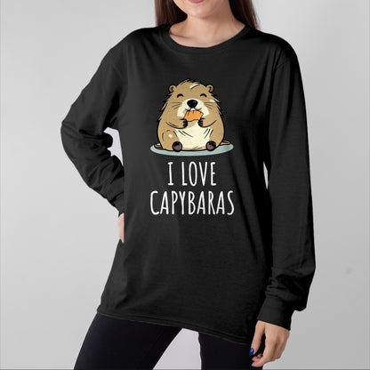 Cute Capybara Shirt, Funny Capybara Unisex T-Shirt/Hoodie/Sweatshirt HLT00 - I Love Capybaras Long Sleeve T-Shirt