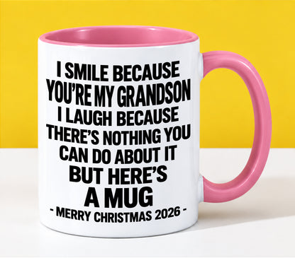 I Smile Because You’re My Grandson - Funny Christmas 2026 - Gift Accent Coffee Mug (SKU2610-359)