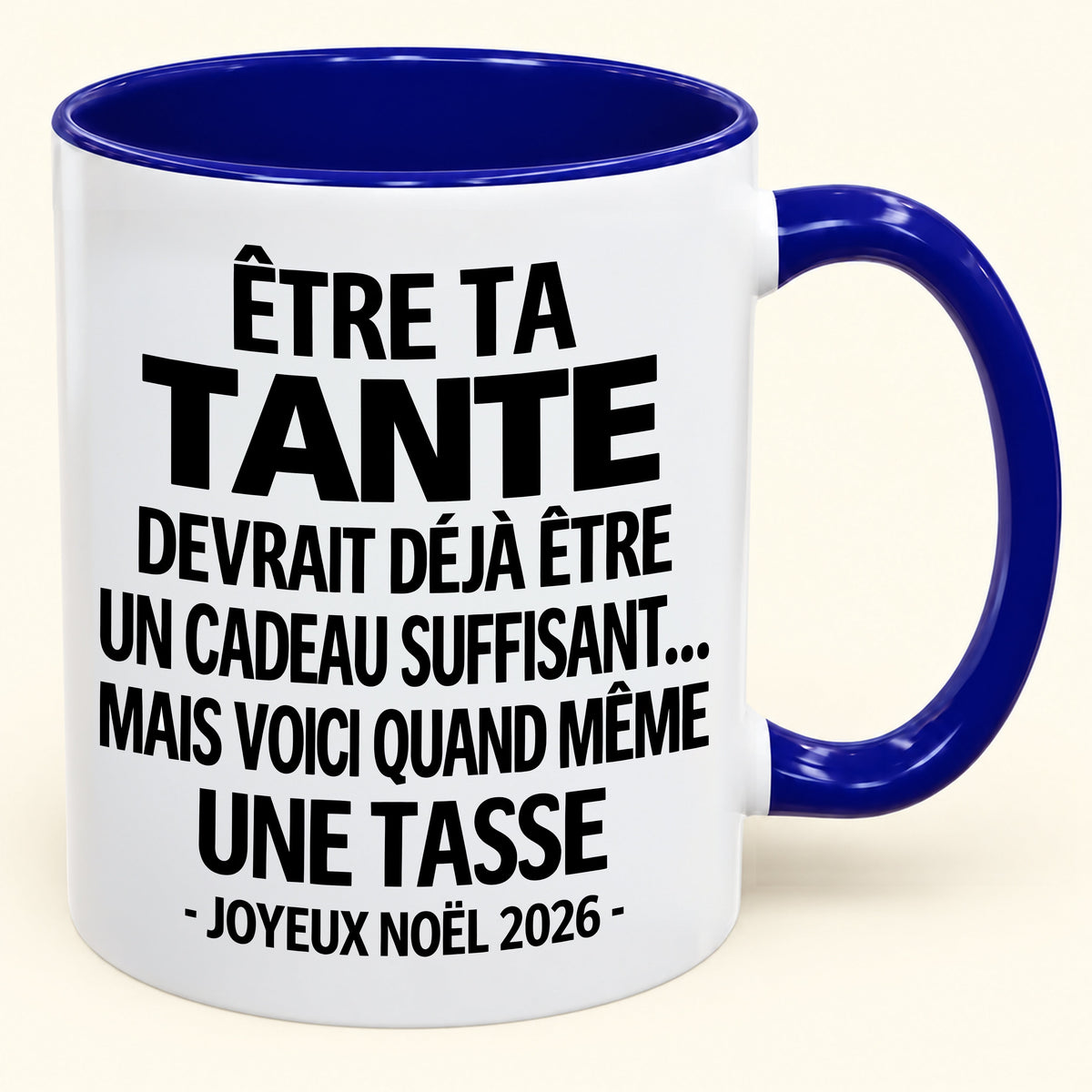 Être ta tante est déjà un cadeau suffisant – Mug bicolore humoristique – Cadeau de Noël 2026 (SKU2610-158) MUGFR