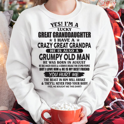 AUGUST - LUCKY GREAT GRANDDAUGHTER OF CRAZY GREAT GRANDPA - PERFECT GIFT FROM GREAT GRANDPA - DTSM08 (SKU12-287-08)
