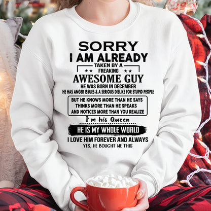 December - Taken by an Awesome Guy Shirt - Perfect Gift From Husband DTSM12 (SKUT08-11-12)