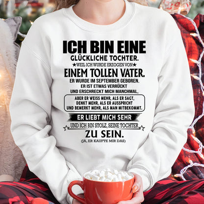 SEPTEMBER – GLÜCKLICHE TOCHTER SHIRT – TOLLER VATER GEBOREN IM SEPTEMBER – LUSTIGES GESCHENK FÜR TOCHTER – DEUTSCHES T-SHIRT FÜR FRAUEN - DTSM09 - (12.03G TÚ ANH-09)