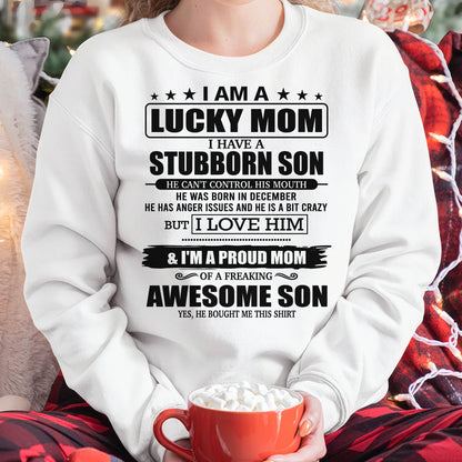 DECEMBER - LUCKY MOM SHIRT – STUBBORN SON – GIFT FROM SON - DTSM12 (SKU2604-170-12)